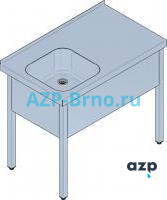 Нержавеющий рабочий стол с одной раковиной SD 02 AZP Brno Чехия (фото, схема)